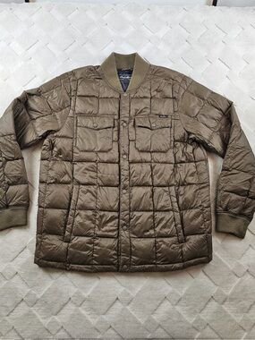 Eddie Bauer Down Jacket Mens Large Snap Button Closure Quilted Puffer